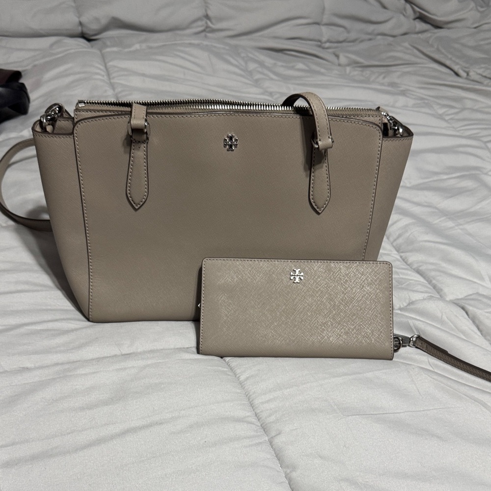 Elegant Taupe Handbag and Wallet Set